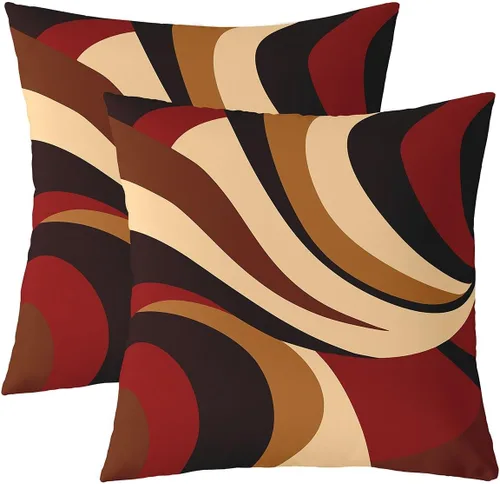 Vista 24 de Juego de 2 fundas de almohada abstractas de 16 x 16 pulgadas para niños, niñas, adolescentes, decoración de dormitorio, moderna a rayas, decoración