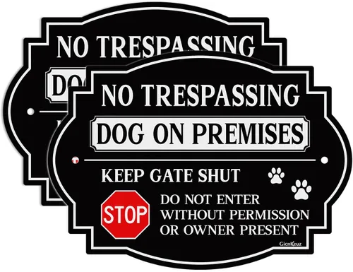 Vista 9 de GicnKeuz Señales de «cuidado con el perro» para valla, 30,48x7,62 cm, señal de mantener la puerta cerrada, aluminio reflectante, resistente a