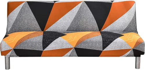 Vista 41 de MIFXIN Funda de sofá sin brazos, funda elástica plegable para futón, protector de muebles para sofá cama sin apoyabrazos, funda para sofá para Hojas