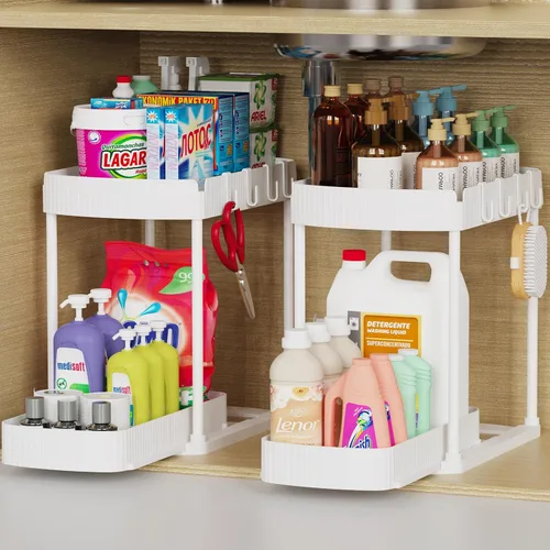 Vista 8 de Ukeetap Organizadores de almacenamiento extraíbles multiusos, organizadores debajo del fregadero/gabinete y almacenamiento para baño y cocina, Negro