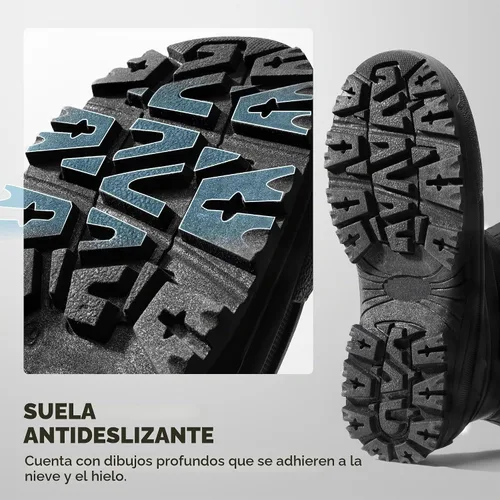 Vista 4 de NORTIV 8 Botas de nieve de invierno impermeables para hombre, con forro de piel aislada, ligeras, altas para exteriores Negro