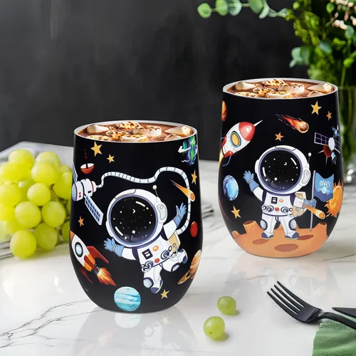 Vista 2 de NymphFable Vaso de acero inoxidable aislado de astronauta de 12 onzas