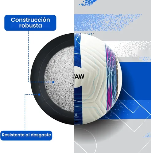 Vista 3 de Balón de fútbol oficial de partido ZWAW tamaño 5 – de cuero PU impermeable, incluye inflador y agujas, bolsa de almacenamiento de malla para fácil