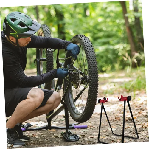 Vista 6 de INOOMP Práctico soporte de bicicleta de material de hierro refuerzo espesado para bicicletas Rack Garage