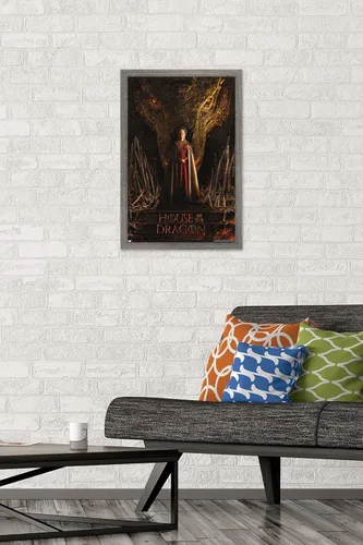 Vista 2 de Trends International House of the Dragon - Póster de pared de una hoja de cabeza de dragón de Rhaenyra, 14.725 x 22.375 pulgadas, versión enmarcada