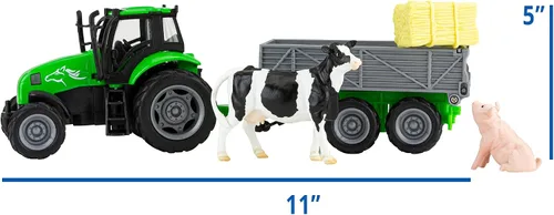 Vista 3 de Breyer Horses Breyer Farms - Juego de tractor y vagón Tag-a-Long 5 pulgadas de alto x 11 pulgadas de largo x 4 pulgadas de profundidad Incluye