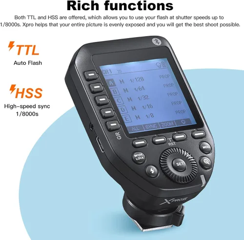 Vista 2 de Godox XProII-N TTL Transmisor de disparador de flash inalámbrico compatible con cámaras Nikon, 2.4G 1/8000s HSS, conexión Bluetooth, nuevo bloqueo