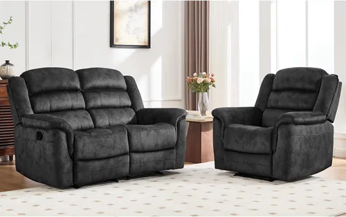 Vista 23 de EBELLO - Silla reclinable manual, sofá reclinable de tela suave con apoyabrazos y respaldo acolchado para sala de estar, dormitorio, color marrón