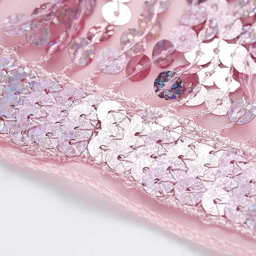 Vista 4 de RELBCY Falda de cadera con lentejuelas y flecos, con borlas, para mujeres y niñas.