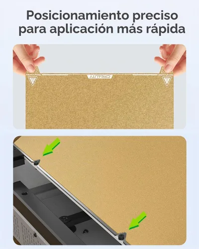 Vista 3 de Creality Official Ender 3 V3 Plus Build Plate Gold Textured Surface 315x310mm PEI Sheet Flexible Removable Spring Bed Plate for K1 Max, Ender 3 V3