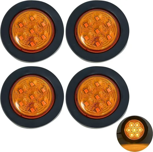 Vista 14 de 10 piezas de luces LED de 2" redondas ámbar para remolque con 7 luces de señalización [DOT FMVSS 108] [SAE P2] [Lente reflectora] [Arandela] 10 ámbar