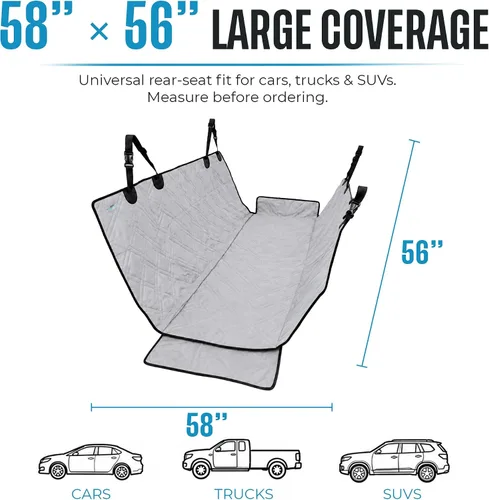 Vista 5 de Bulldogology - Funda de asiento de automóvil para perro, impermeable, resistente, hamaca para perro de banco, protector de asiento trasero contra
