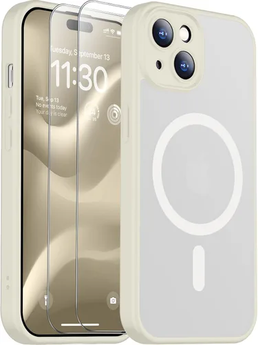 Vista 214 de SPIDERCASE Funda magnética translúcida diseñada para iPhone 11, con 2 protectores de pantalla de vidrio templado, antihuellas, para iPhone 11 de 6.1