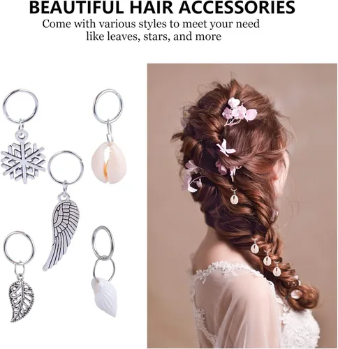 Vista 3 de KALLORY 100 piezas de joyería para el cabello, brazaletes trenzados, anillos para el cabello