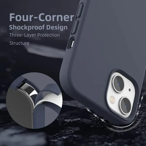 Vista 5 de Funda compatible con iPhone 13, [Protección contra caídas] [Antiarañazos] Funda protectora de silicona líquida antihuellas con forro de microfibra