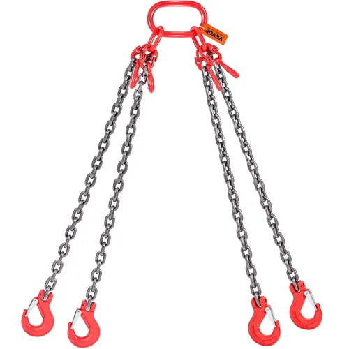 Vista 12 de VEVOR Eslinga de cadena, cadenas de elevación de 1/4 pulgada x 5 pies con ganchos, polipasto de cadena de motor G80, eslinga de elevación de 6600