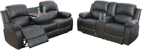 Vista 41 de Juego de muebles de cuero sintético para sala de estar, juego de sofá reclinable, sofá de dos plazas, juegos de muebles para sala de estar, sofá