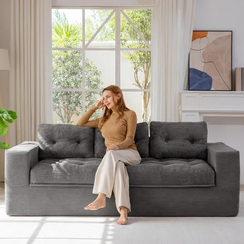 Vista 39 de MAXYOYO Sofá sin hueso, sofá de nube en forma de L de 96 pulgadas con Gris oscuro