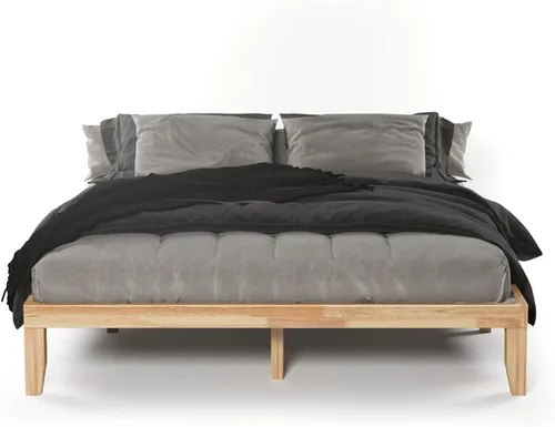 Vista 8 de KOTEK Base de cama de plataforma de madera maciza de 14 pulgadas, base de colchón con soporte de listones de madera, base de cama de madera de goma