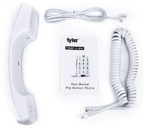 Vista 5 de Tyler TBBP-3-WH Teléfono con cable de botón grande con altavoz para personas mayores y facilidad de uso