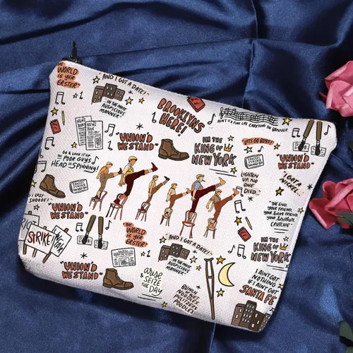 Vista 7 de POFULL Regalo inspirado en el teatro musical Newsboy Theatre Bolsa de cosméticos para amantes musicales