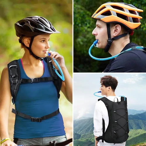 Vista 8 de Mochila de hidratación, mochila de ciclismo al aire libre, mochila de hidratación ligera con vejiga de hidratación de 70 onzas, mochila de agua
