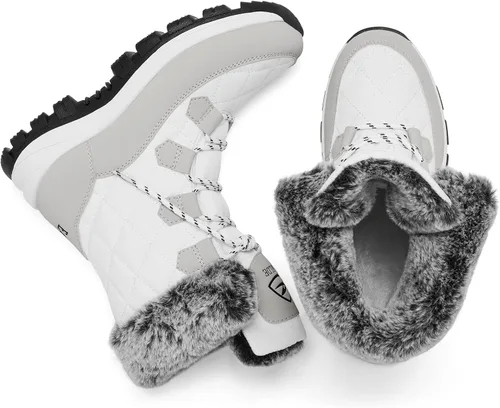 Vista 5 de EARLDE Womens Snow Boot With Waterproof Lace Up Mid-Calf Outdoor Winter Deep Tread Rubber Sole