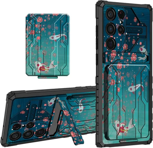 Vista 24 de Funda protectora de TPU suave para Samsung Galaxy A03S con soporte para tarjeta de crédito y soporte de doble capa de policarbonato duro de TPU