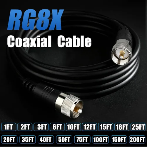Vista 8 de Cable coaxial RG8x, Cable coaxial CB, 1 pie UHF PL259 Macho a Macho Cables de antena CB de baja pérdida, 50 ohmios para radio HAM, analizador