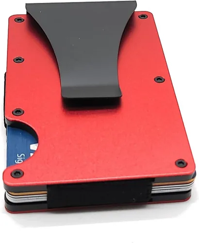 Vista 2 de Cartera de fibra de carbono Rojo Minimalista