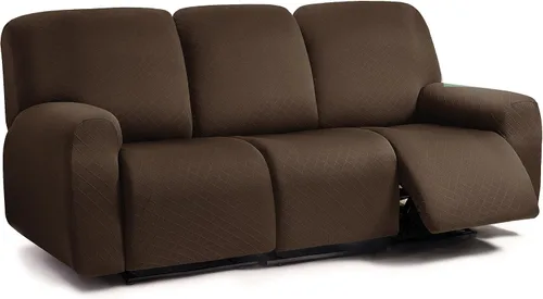 Vista 25 de ULTICOR Fundas para sofá reclinable de 8 piezas con diseño de jacquard cuadrado, fundas elásticas para sofá reclinable de 3 cojines, gruesas, suaves