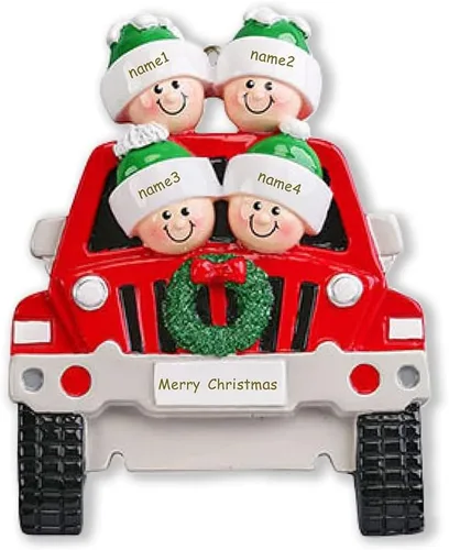 Vista 14 de Adorno personalizado para árbol de Navidad, familia de 2 nombres, adorno de Navidad con nombre personalizado para la familia (2 nombres)