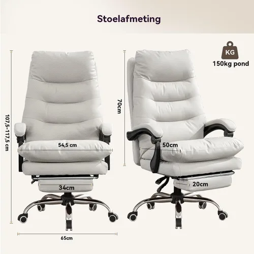 Vista 2 de Office Chair with Soft Cushion, High Backrest Gaming Chair, Executive Writing Chair with Footrest, Ergonomic Leather Computer Chair for Home Office