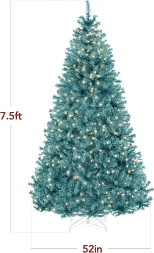 Vista 36 de Best Choice Products Árbol de Navidad azul bebé preiluminado de 6 pies, decoración navideña artificial completa con 947 puntas de rama, 250 luces