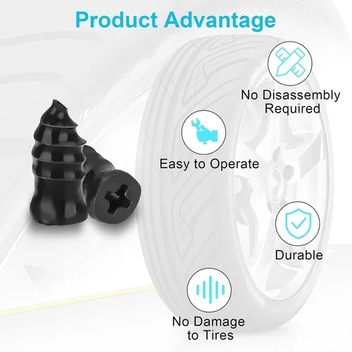Vista 4 de Linkstyle Kit de 60 piezas de enchufes para neumáticos, clavos de reparación de neumáticos, tornillos de reparación de neumáticos al vacío, kit