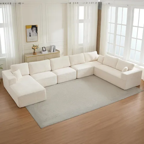 Vista 13 de Sofá modular Cloud de 106 pulgadas con diván en forma de L, moderno sofá modular sin hueso con asiento profundo, sofás tapizados para sala de estar