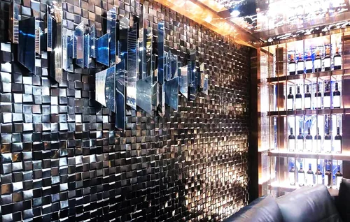 Vista 8 de 5 Láminas de Azulejos Negros de Metal Mosaico para Pared Backsplash Paneles de Pared 3D [5 Pies Cuadrados]