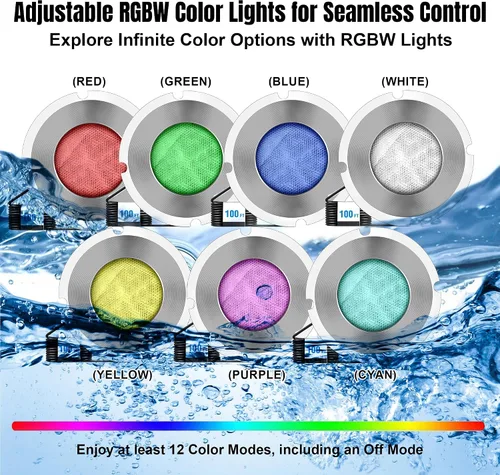 Vista 3 de Luces de Piscina Zenhagu para Piscina Enterrada, Luz LED de Color de 1.5 Pulgadas para Piscina Enterrada y Spa, IP68 Impermeable Sin Nichos, AC12V