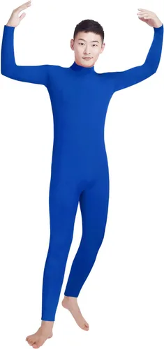 Vista 27 de Shinningstar Zentai Unitard - Body de manga larga con cuello alto y elastano para hombre Verde militar