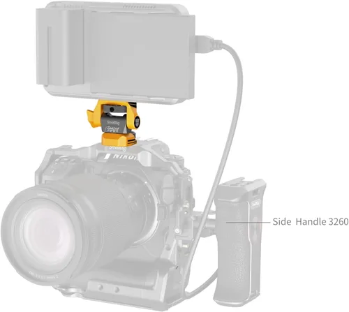 Vista 6 de SMALLRIG Soporte de monitor de cámara ajustable para estilo ARRI (edición Bumblebee), giro de 360° y soporte de inclinación de 180°, soporte