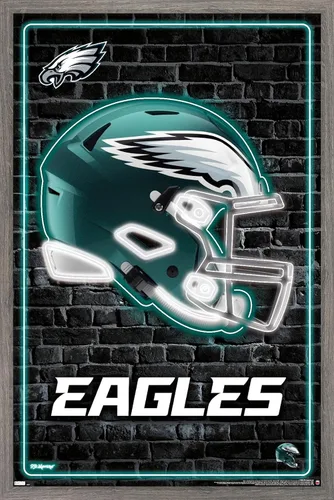 Vista 10 de NFL Philadelphia Eagles - Póster de pared con casco neón 23, 34 pulgadas de largo x 22.4 pulgadas de ancho, versión premium sin marco