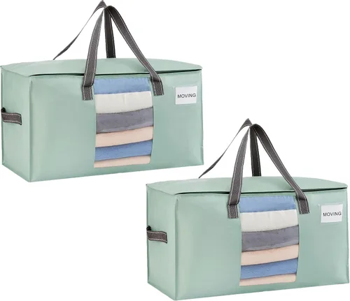 Vista 27 de VENO Paquete de 4 bolsas de mudanza resistentes, bolsas de almacenamiento de ropa y edredón con ventana transparente, suministros de embalaje