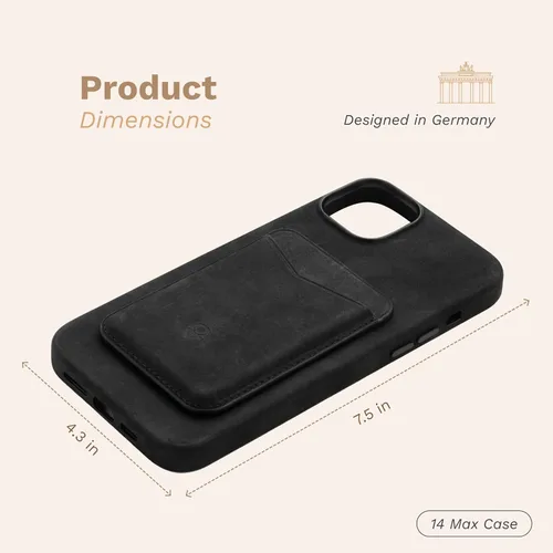 Vista 3 de DONBOLSO Funda de piel tipo cartera para iPhone 14 Max - Funda protectora de cuero para iPhone 14 Max - Cuero clásico con forro de microfibra