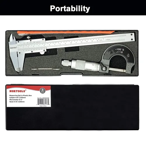 Vista 6 de Pinza de metal Vernier con micrómetro y regla para mediciones de precisión exterior/interior/profundidad/escalón
