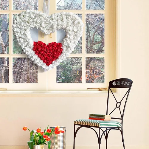 Vista 5 de BULINGNA Coronas de corazón para el día de San Valentín, simulación artificial, romántica, rosa, boda, compromiso, fiesta, adorno colgante