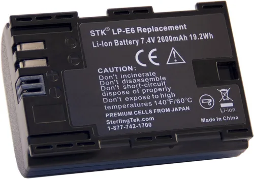 Vista 3 de STK LP-E6, batería para Canon 5D Marca II III y IV, cámaras 70D, 5Ds, 6D, 5Ds, 80D, 7D, 60D, 5Ds R DSLR, empuñaduras BG-E14, BG-E13, BG-E11, BG-E9