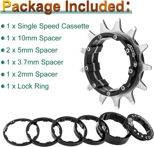 Vista 2 de Kit de conversión de velocidad única 13T 14T 15T 16T MTB Cassette Fixie de una sola velocidad Cog