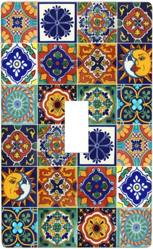 Vista 10 de Talavera - Azulejos mexicanos con 1 palanca, 2 placas de pared, placas de pared para decorar tomas de corriente, placa de interruptor decorativa