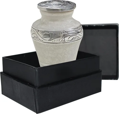 Vista 17 de BOLD&DIVINE Urna texturizada de esmalte perlado Urna conmemorativa texturizada de gránulo divino para cenizas humanas, funeral, entierro