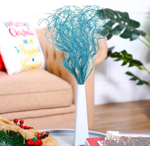 Vista 3 de Ramas Curly Ting Ting con Purpurina Ramas de Navidad Relleno para Jarrones Ramitas Curly Artificiales para Árbol de Navidad Guirnalda Corona